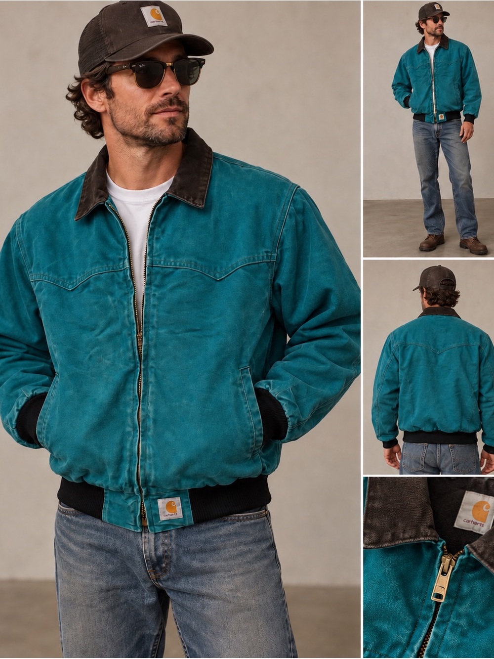 Vintage 90’s JQ2132 Carhartt Teal Green Santa Fe Jacket